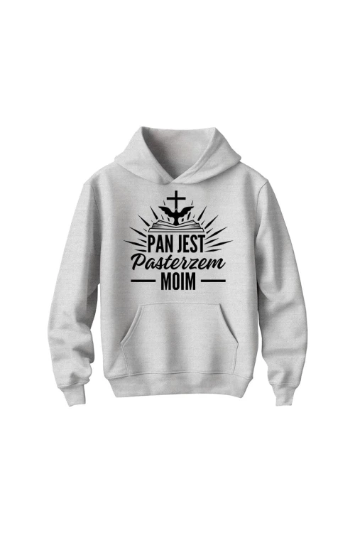 Bluza dziecięca z kapturem Pan jest pastrzem moim - szara
