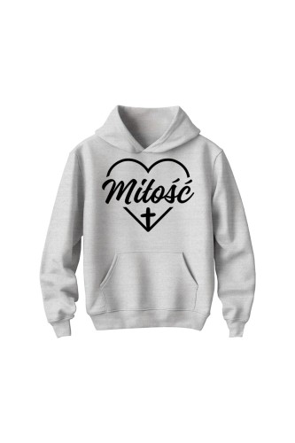 Bluza dziecięca z kapturem Miłość w sercu - szara