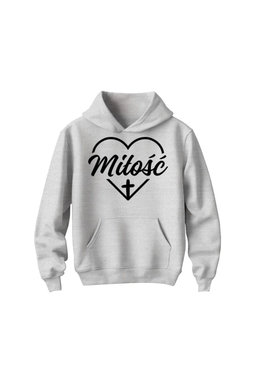 Bluza dziecięca z kapturem Miłość w sercu - szara