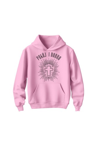 Bluza dziecięca z kapturem Pokój i dobro - różowa