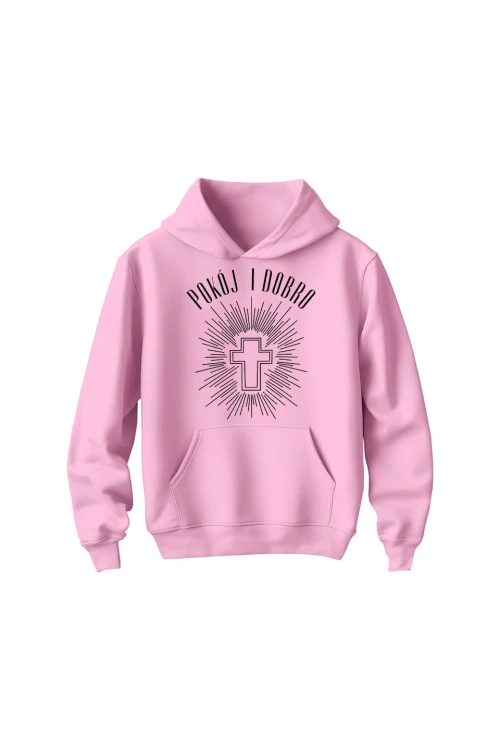 Bluza dziecięca z kapturem Pokój i dobro - różowa
