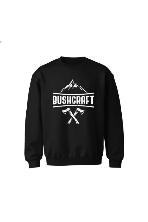Bluza dziecięca bez kaptura Bushcraft napis - czarna