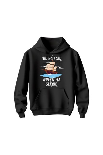 Bluza dziecięca z kapturem Nie Bój się Wpłyń na Głębie - czarna