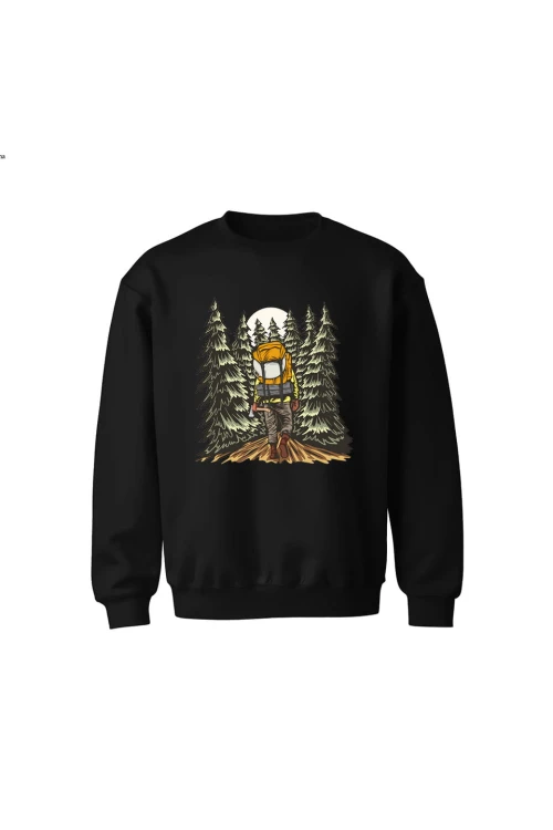 Bluza dziecięca bez kaptura W lesie - czarna