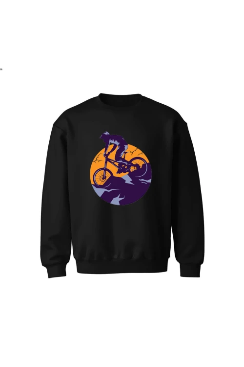 Bluza dziecięca bez kaptura Enduro MTB Góry - czarna