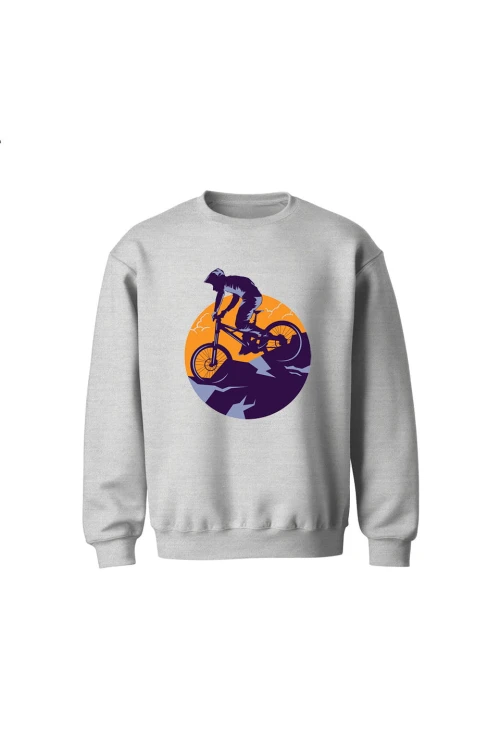 Bluza dziecięca bez kaptura Enduro MTB Góry - szara