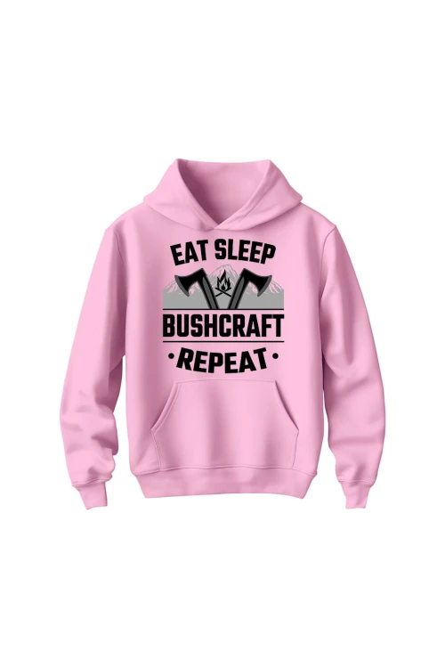 Bluza dziecięca z kapturem East sleep bushcraft repeat - różowa