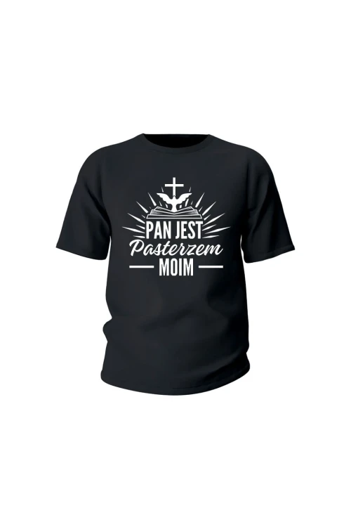 Koszulka dziecięca Pan jest pastrzem moim - czarna