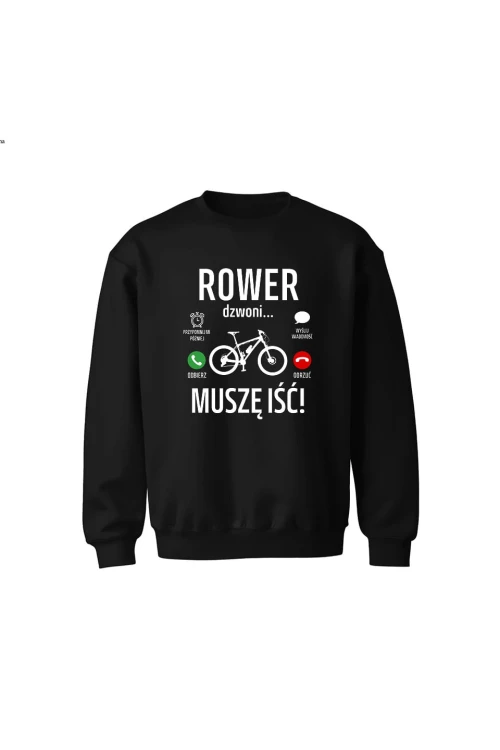 Bluza dziecięca bez kaptura Rower dzwoni muszę iść MTB - czarna