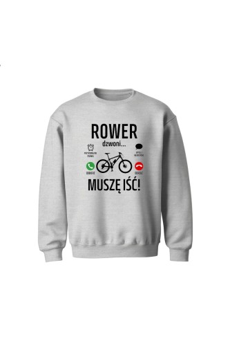 Bluza dziecięca bez kaptura Rower dzwoni muszę iść MTB - szara