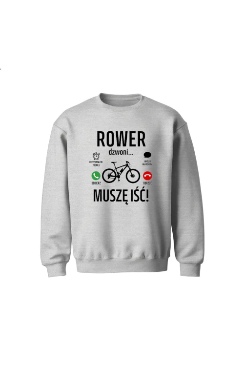 Bluza dziecięca bez kaptura Rower dzwoni muszę iść MTB - szara