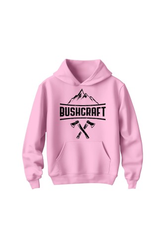 Bluza dziecięca z kapturem Bushcraft napis - różowa