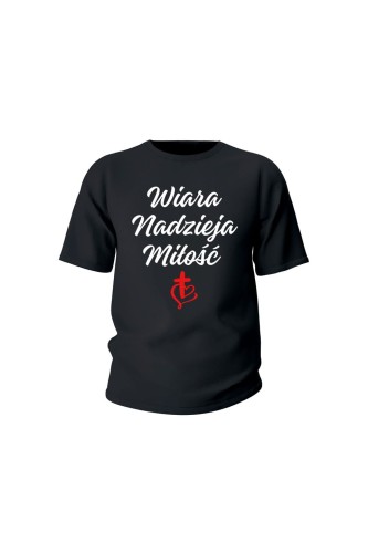 Koszulka dziecięca Wiara nadzieja miłość - czarna