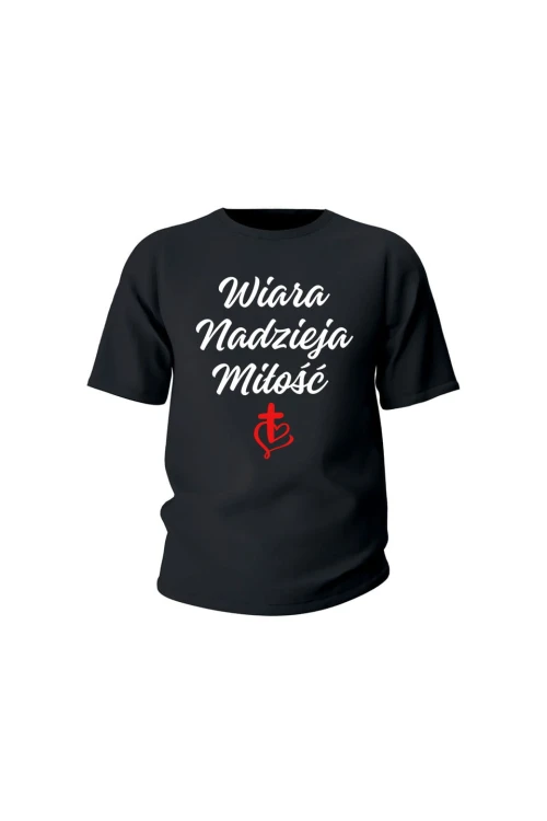Koszulka dziecięca Wiara nadzieja miłość - czarna