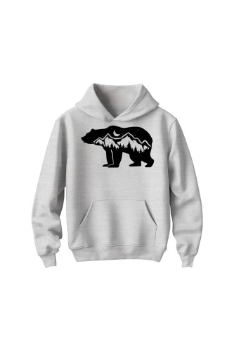 Bluza dziecięca z kapturem Niedźwiedź górski księżyc - szara