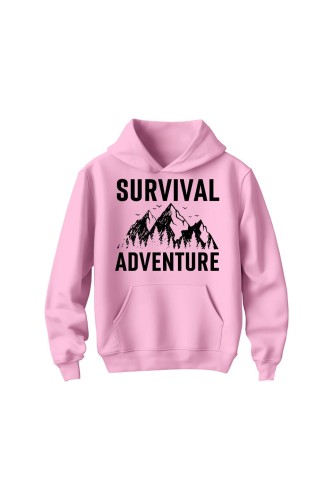 Bluza dziecięca z kapturem Survival Adventure - różowa