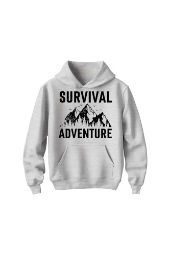 Bluza dziecięca z kapturem Survival Adventure - szara