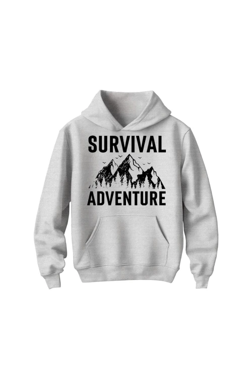 Bluza dziecięca z kapturem Survival Adventure - szara