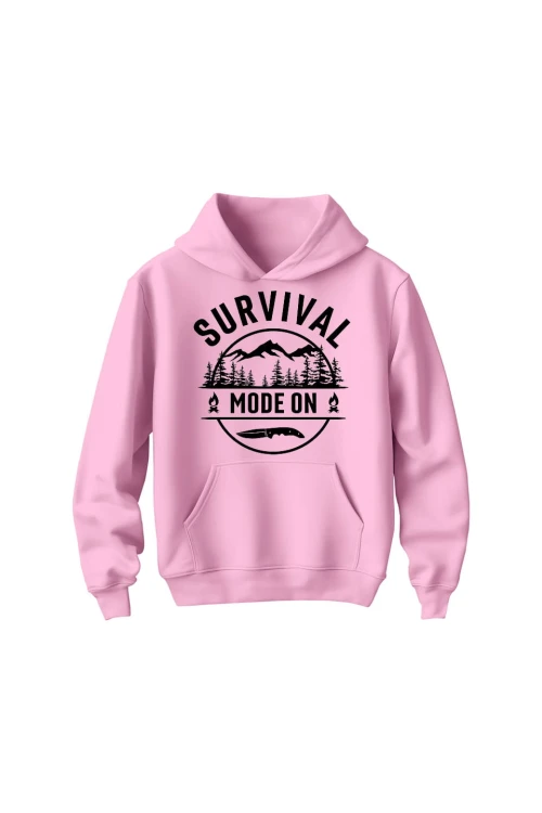 Bluza dziecięca z kapturem Survival mode on - różowa