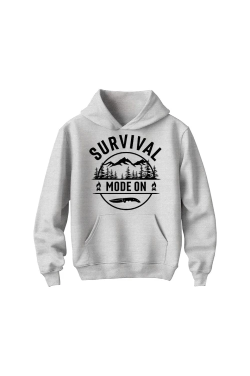 Bluza dziecięca z kapturem Survival mode on - szara