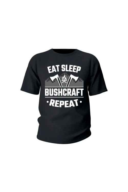 Koszulka dziecięca East sleep bushcraft repeat - czarna