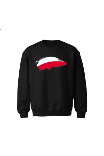 Bluza dziecięca bez kaptura Polska Flaga - czarna