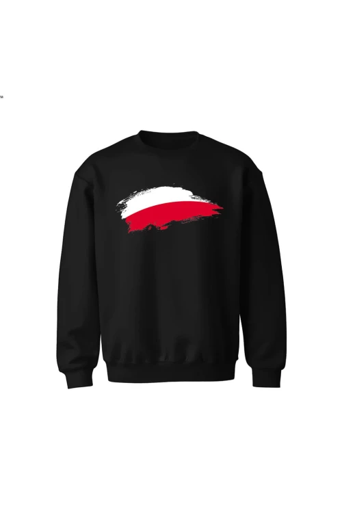 Bluza dziecięca bez kaptura Polska Flaga - czarna