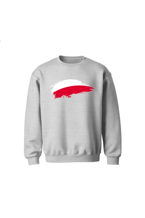 Bluza dziecięca bez kaptura Polska Flaga - szara