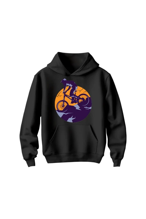 Bluza dziecięca z kapturem Enduro MTB Góry - czarna