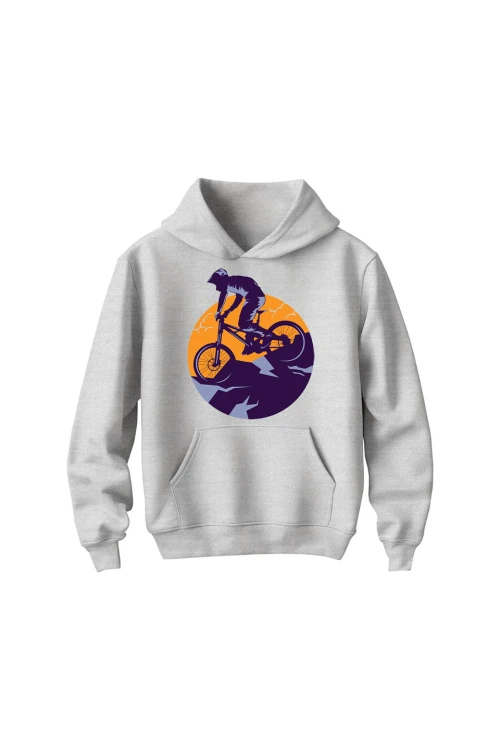 Bluza dziecięca z kapturem Enduro MTB Góry - szara