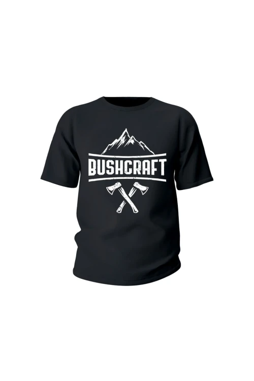 Koszulka dziecięca Bushcraft napis - czarna