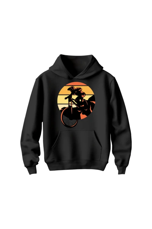 Bluza dziecięca z kapturem Downhill MTB - czarna
