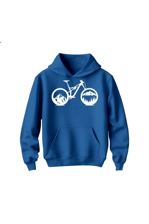 Bluza dziecięca z kapturem Mountain bike enduro downhill - niebieska