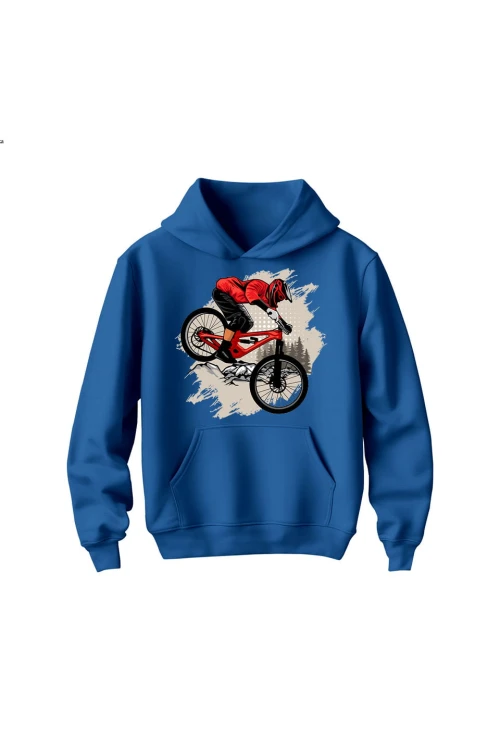 Bluza dziecięca z kapturem Downhill Zjazd - niebieska