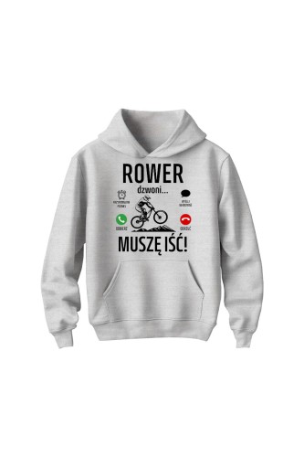 Bluza dziecięca z kapturem Rower dzwoni muszę iść Downhill - szara