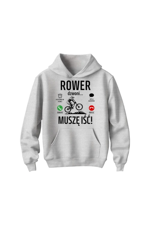 Bluza dziecięca z kapturem Rower dzwoni muszę iść Downhill - szara
