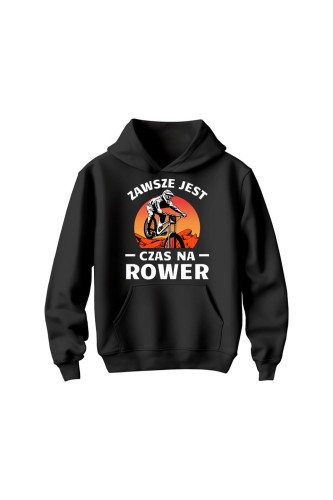 Bluza dziecięca z kapturem Zawsze jest czas na rower Downhill MTB - czarna