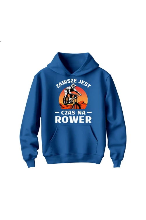 Bluza dziecięca z kapturem Zawsze jest czas na rower Downhill MTB - niebieska