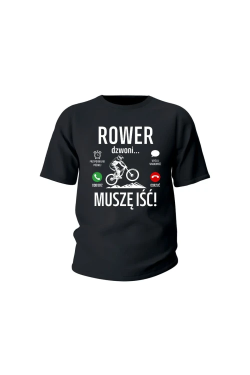 Koszulka dziecięca Rower dzwoni muszę iść Downhill - czarna