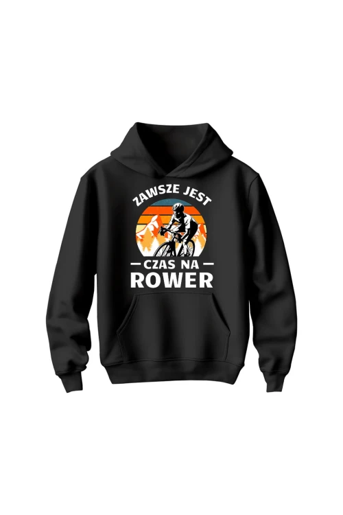 Bluza dziecięca z kapturem Zawsze jest czas na rower Szosa - czarna