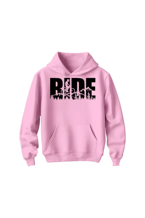 Bluza dziecięca z kapturem Ride MTB - różowa