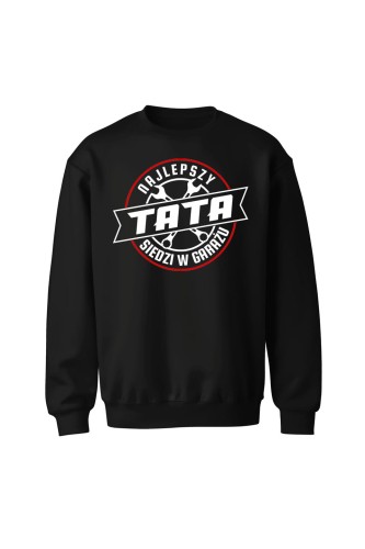 Bluza męska bez kaptura Najlepszy tata siedzi w garażu - czarna