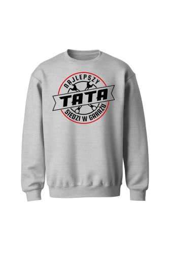 Bluza męska bez kaptura Najlepszy tata siedzi w garażu - szara