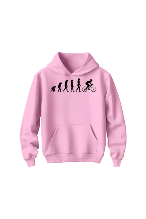 Bluza dziecięca z kapturem Ewolucja rowerzysty - różowa