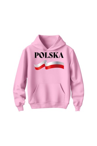 Bluza dziecięca z kapturem POLSKA - różowa