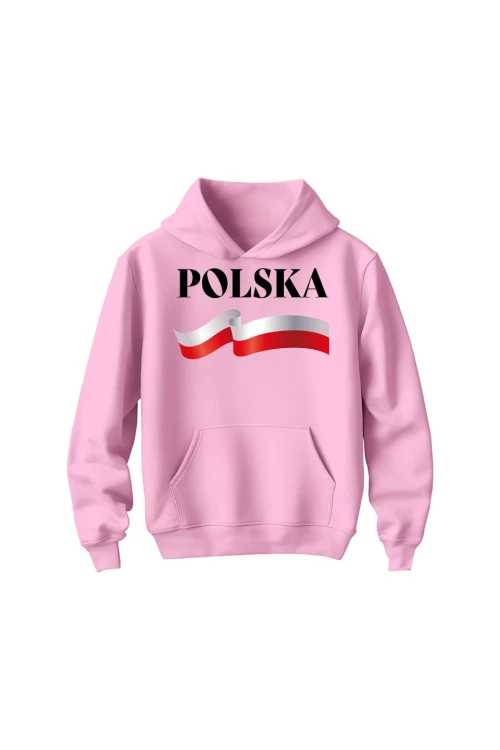 Bluza dziecięca z kapturem POLSKA - różowa