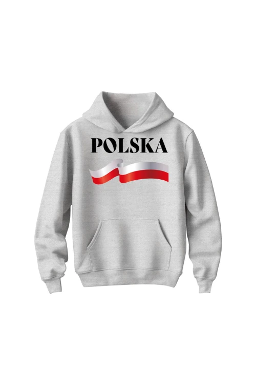Bluza dziecięca z kapturem POLSKA - szara