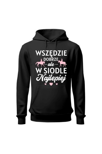 Bluza damska z kapturem W siodle najlepiej - czarna