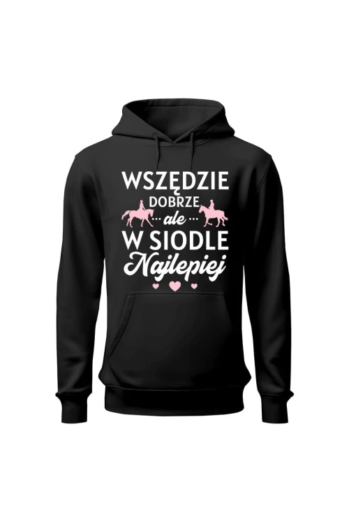 Bluza damska z kapturem W siodle najlepiej - czarna