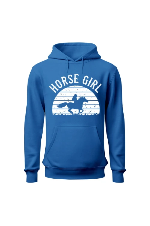 Bluza damska z kapturem Horse Girl - niebieska